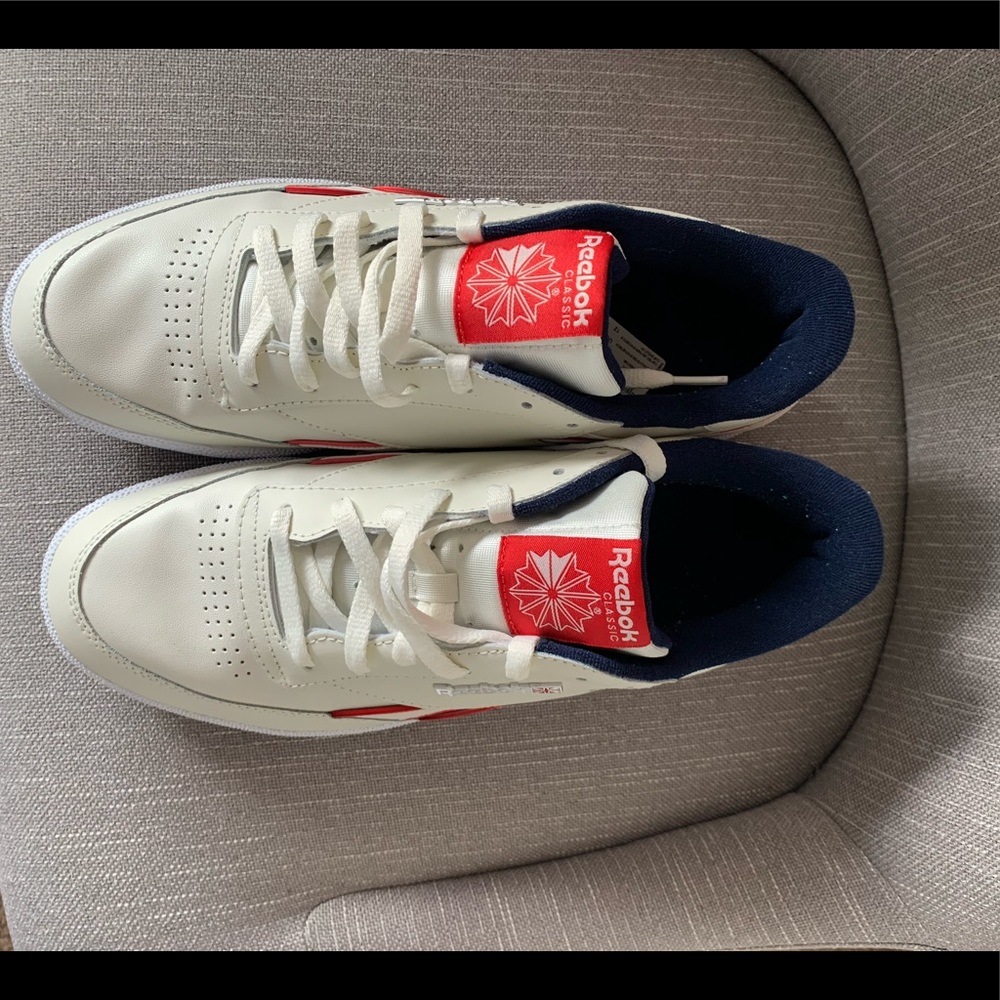 Red and Tan Reebok Club